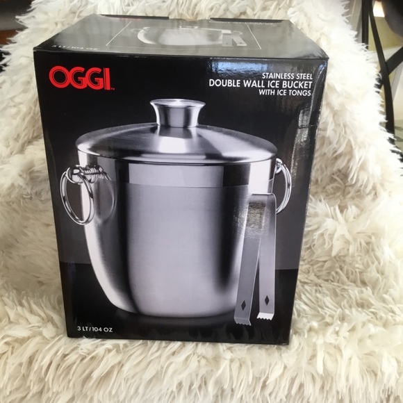 NWT ~OGGI STAINLESS STEEL DOUBLE WALL ICE BUCKEY WITH TONGS~ - Picture 3 of 9